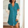 Ekouaer Nightgowns for Women 2 Pack Button Down Sleepwear Short Sleeve Sleepshirts Soft Nightshirts Boyfriend Pajama Dress(Black/Blue Green)