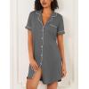 Ekouaer Nightgowns for Women 2 Pack Button Down Sleepwear Short Sleeve Sleepshirts Soft Nightshirts Boyfriend Pajama Dress(Black/Grey)