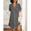 Ekouaer Nightgowns for Women 2 Pack Button Down Sleepwear Short Sleeve Sleepshirts Soft Nightshirts Boyfriend Pajama Dress(Black/Grey)