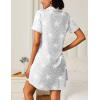 Ekouaer Nightgowns for Women 2 Pack Button Down Sleepwear Short Sleeve Sleepshirts Soft Nightshirts Boyfriend Pajama Dress(Black/Grey Stars)