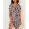 Ekouaer Nightgowns for Women 2 Pack Button Down Sleepwear Short Sleeve Sleepshirts Soft Nightshirts Boyfriend Pajama Dress(Black/Leopard)