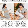 Ekouaer Nightgowns for Women 2 Pack Button Down Sleepwear Short Sleeve Sleepshirts Soft Nightshirts Boyfriend Pajama Dress(Black/Light Grey)