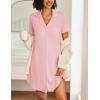 Ekouaer Nightgowns for Women 2 Pack Button Down Sleepwear Short Sleeve Sleepshirts Soft Nightshirts Boyfriend Pajama Dress(Black/Pink)