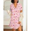 Ekouaer Nightgowns for Women 2 Pack Button Down Sleepwear Short Sleeve Sleepshirts Soft Nightshirts Boyfriend Pajama Dress(Black/Pink Teddy)