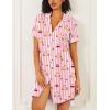 Ekouaer Nightgowns for Women 2 Pack Button Down Sleepwear Short Sleeve Sleepshirts Soft Nightshirts Boyfriend Pajama Dress(Black/Pink Teddy)