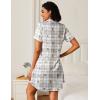 Ekouaer Nightgowns for Women 2 Pack Button Down Sleepwear Short Sleeve Sleepshirts Soft Nightshirts Boyfriend Pajama Dress(Black/Plaid Teddy)