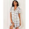 Ekouaer Nightgowns for Women 2 Pack Button Down Sleepwear Short Sleeve Sleepshirts Soft Nightshirts Boyfriend Pajama Dress(Black/Plaid Teddy)