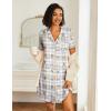 Ekouaer Nightgowns for Women 2 Pack Button Down Sleepwear Short Sleeve Sleepshirts Soft Nightshirts Boyfriend Pajama Dress(Black/Plaid Teddy)