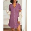 Ekouaer Nightgowns for Women 2 Pack Button Down Sleepwear Short Sleeve Sleepshirts Soft Nightshirts Boyfriend Pajama Dress(Black/Purple Red)