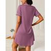 Ekouaer Nightgowns for Women 2 Pack Button Down Sleepwear Short Sleeve Sleepshirts Soft Nightshirts Boyfriend Pajama Dress(Black/Purple Red)