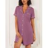 Ekouaer Nightgowns for Women 2 Pack Button Down Sleepwear Short Sleeve Sleepshirts Soft Nightshirts Boyfriend Pajama Dress(Black/Purple Red)