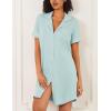 Ekouaer Nightgowns for Women 2 Pack Button Down Sleepwear Short Sleeve Sleepshirts Soft Nightshirts Boyfriend Pajama Dress(Black/Sky Blue)