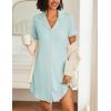 Ekouaer Nightgowns for Women 2 Pack Button Down Sleepwear Short Sleeve Sleepshirts Soft Nightshirts Boyfriend Pajama Dress(Black/Sky Blue)
