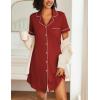 Ekouaer Nightgowns for Women 2 Pack Button Down Sleepwear Short Sleeve Sleepshirts Soft Nightshirts Boyfriend Pajama Dress(Black/Wine Red)