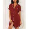 Ekouaer Nightgowns for Women 2 Pack Button Down Sleepwear Short Sleeve Sleepshirts Soft Nightshirts Boyfriend Pajama Dress(Black/Wine Red)
