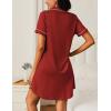 Ekouaer Nightgowns for Women 2 Pack Button Down Sleepwear Short Sleeve Sleepshirts Soft Nightshirts Boyfriend Pajama Dress(Black/Wine Red)