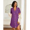 Ekouaer Nightgowns for Women 2 Pack Button Down Sleepwear Short Sleeve Sleepshirts Soft Nightshirts Boyfriend Pajama Dress(Black/Wineberry)