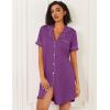 Ekouaer Nightgowns for Women 2 Pack Button Down Sleepwear Short Sleeve Sleepshirts Soft Nightshirts Boyfriend Pajama Dress(Black/Wineberry)