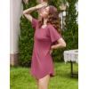 Ekouaer Nightgowns for Women Bamboo Viscose Sleep Shirts Short Sleeve Nightshirt Casual Sleepdress Soft Sleepwear S-XXXL(Dark Pink)