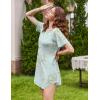 Ekouaer Nightgowns for Women Bamboo Viscose Sleep Shirts Short Sleeve Nightshirt Casual Sleepdress Soft Sleepwear S-XXXL(Green Daisy)