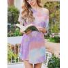 Ekouaer Nightgowns for Women Bamboo Viscose Sleep Shirts Short Sleeve Nightshirt Casual Sleepdress Soft Sleepwear S-XXXL(Tie Dye Blue)