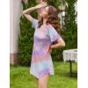 Ekouaer Nightgowns for Women Bamboo Viscose Sleep Shirts Short Sleeve Nightshirt Casual Sleepdress Soft Sleepwear S-XXXL(Tie Dye Blue)