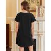 Ekouaer Nightgowns for Women Cotton Sleepshirts Short Sleeve Nightshirt Tshirt Night Gown Casual Sleepdress Comfy Nightdress(Black)