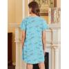 Ekouaer Nightgowns for Women Cotton Sleepshirts Short Sleeve Nightshirt Tshirt Night Gown Casual Sleepdress Comfy Nightdress(Blue Butterfly)