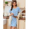 Ekouaer Nightgowns for Women Cotton Sleepshirts Short Sleeve Nightshirt Tshirt Night Gown Casual Sleepdress Comfy Nightdress(Blue Moon)