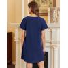 Ekouaer Nightgowns for Women Cotton Sleepshirts Short Sleeve Nightshirt Tshirt Night Gown Casual Sleepdress Comfy Nightdress(Navy Blue)