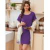 Ekouaer Nightgowns for Women Cotton Sleepshirts Short Sleeve Nightshirt Tshirt Night Gown Casual Sleepdress Comfy Nightdress(Purple)