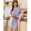 Ekouaer Nightgowns for Women Cotton Sleepshirts Short Sleeve Nightshirt Tshirt Night Gown Casual Sleepdress Comfy Nightdress(Purple Floral)