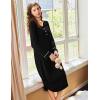 Ekouaer Nightgowns for Women Long Sleeve Nightgown Long Sleepwear Button Down Sleep Shirt Soft Night Gown S-4XL(Black)