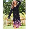 Ekouaer Nightgowns for Women Long Sleeve Nightgown Long Sleepwear Button Down Sleep Shirt Soft Night Gown S-4XL(Black Cherry Blossoms)