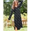 Ekouaer Nightgowns for Women Long Sleeve Nightgown Long Sleepwear Button Down Sleep Shirt Soft Night Gown S-4XL(Black Floral)