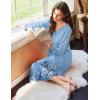 Ekouaer Nightgowns for Women Long Sleeve Nightgown Long Sleepwear Button Down Sleep Shirt Soft Night Gown S-4XL(Blue Floral)
