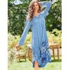 Ekouaer Nightgowns for Women Long Sleeve Nightgown Long Sleepwear Button Down Sleep Shirt Soft Night Gown S-4XL(Blue Floral)