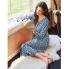Ekouaer Nightgowns for Women Long Sleeve Nightgown Long Sleepwear Button Down Sleep Shirt Soft Night Gown S-4XL(Blue-red Flowers)