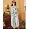 Ekouaer Nightgowns for Women Long Sleeve Nightgown Long Sleepwear Button Down Sleep Shirt Soft Night Gown S-4XL(Green Floral)