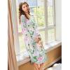 Ekouaer Nightgowns for Women Long Sleeve Nightgown Long Sleepwear Button Down Sleep Shirt Soft Night Gown S-4XL(Green Floral)