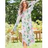 Ekouaer Nightgowns for Women Long Sleeve Nightgown Long Sleepwear Button Down Sleep Shirt Soft Night Gown S-4XL(Green Floral)