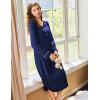Ekouaer Nightgowns for Women Long Sleeve Nightgown Long Sleepwear Button Down Sleep Shirt Soft Night Gown S-4XL(Navy Blue)