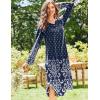 Ekouaer Nightgowns for Women Long Sleeve Nightgown Long Sleepwear Button Down Sleep Shirt Soft Night Gown S-4XL(Navy Floral)