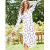 Ekouaer Nightgowns for Women Long Sleeve Nightgown Long Sleepwear Button Down Sleep Shirt Soft Night Gown S-4XL(Purple Floral)