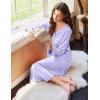 Ekouaer Nightgowns for Women Long Sleeve Nightgown Long Sleepwear Button Down Sleep Shirt Soft Night Gown S-4XL(Purple Flowers)