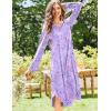 Ekouaer Nightgowns for Women Long Sleeve Nightgown Long Sleepwear Button Down Sleep Shirt Soft Night Gown S-4XL(Purple Stars)