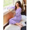 Ekouaer Nightgowns for Women Long Sleeve Nightgown Long Sleepwear Button Down Sleep Shirt Soft Night Gown S-4XL(Purple Stars)