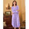 Ekouaer Nightgowns for Women Long Sleeve Nightgown Long Sleepwear Button Down Sleep Shirt Soft Night Gown S-4XL(Purple Stars)