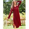 Ekouaer Nightgowns for Women Long Sleeve Nightgown Long Sleepwear Button Down Sleep Shirt Soft Night Gown S-4XL(Red)