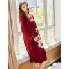 Ekouaer Nightgowns for Women Long Sleeve Nightgown Long Sleepwear Button Down Sleep Shirt Soft Night Gown S-4XL(Red)